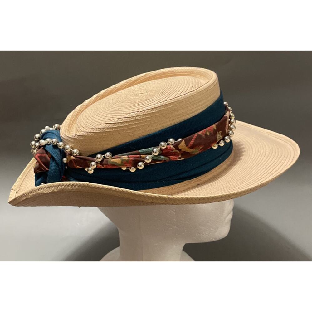 Handmade In Guatemala La Giralda Natural Palm Leaf Hat Size 57 Vintage